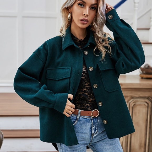 Cozy Boyfriend fit Button oversized shacket jacket - Picture 3 of 16